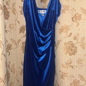 Honey and Rosie Royal Blue Dress with a slit on the side.